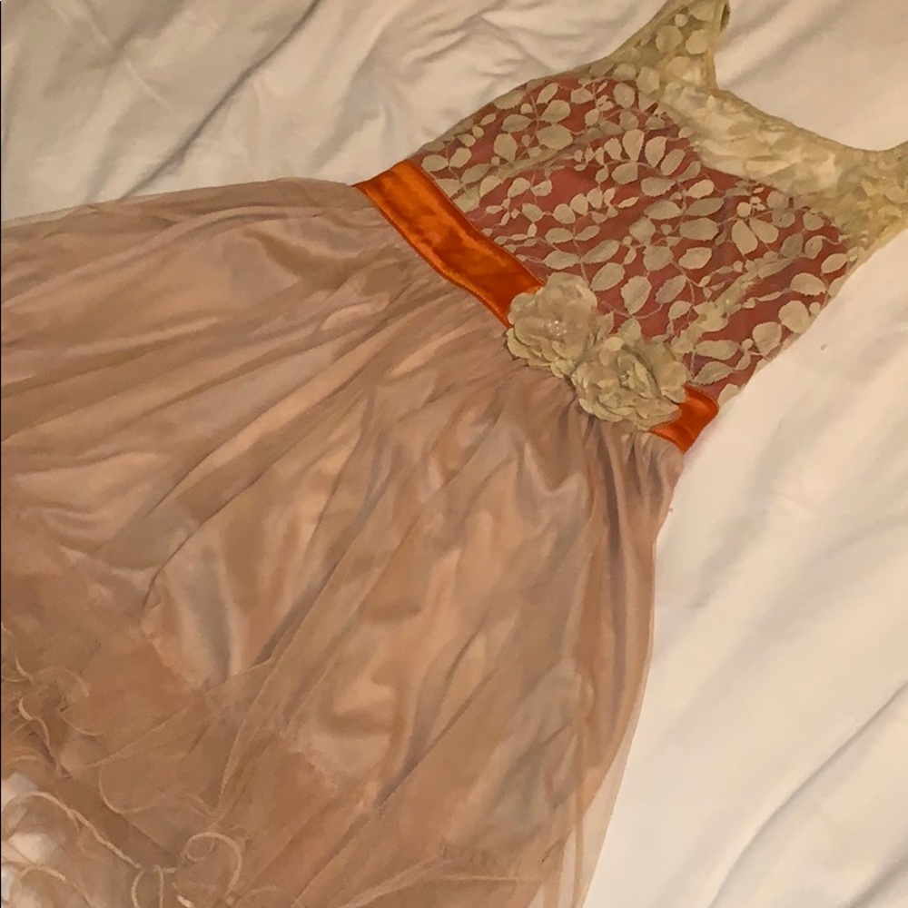 Ryu Dress | Creamy Tan and Orange | M
